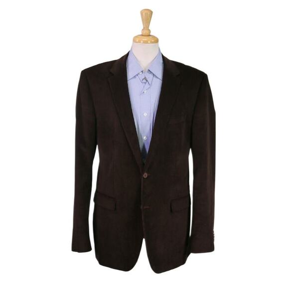 Hugo Boss Dark Brown Cotton Corduroy 2-Btn Blazer Jacket 44L - Picture 1 of 10